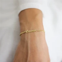 fashion customized words cuban chain bracelet for women stainless steel adjustable engraving name bangle party jewelry