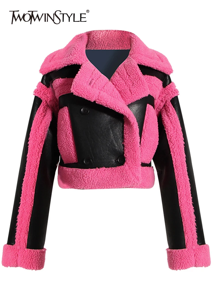 

Женская двубортная куртка TWOTWINSTYLE, повседневная куртка с отложным воротником и длинным рукавом, повседневная одежда