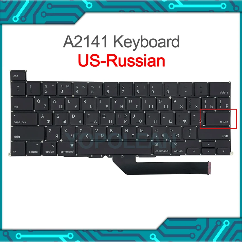 Новая клавиатура A2141 с русской раскладкой для MacBook Pro Retina 16 дюймов 2019 года EMC 3347 |