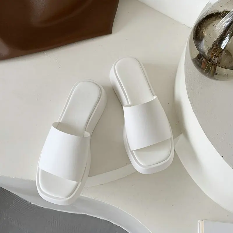 Slippers Women's Thick Sole Slope Heel Summer New Fashion Solid Color Women's Outwear 2023 Women's Shoes Casual Sandal Slippers