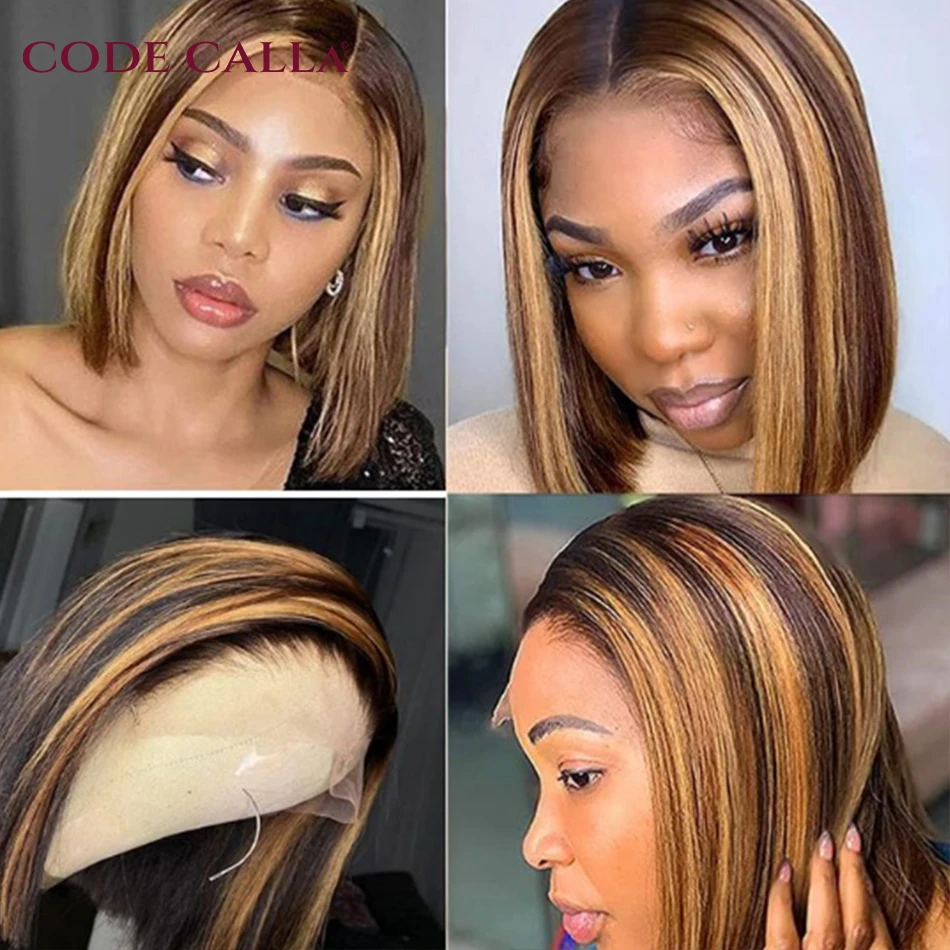 Парик хайлайтер короткий боб парик 13x 4 кружевной передний предварительно