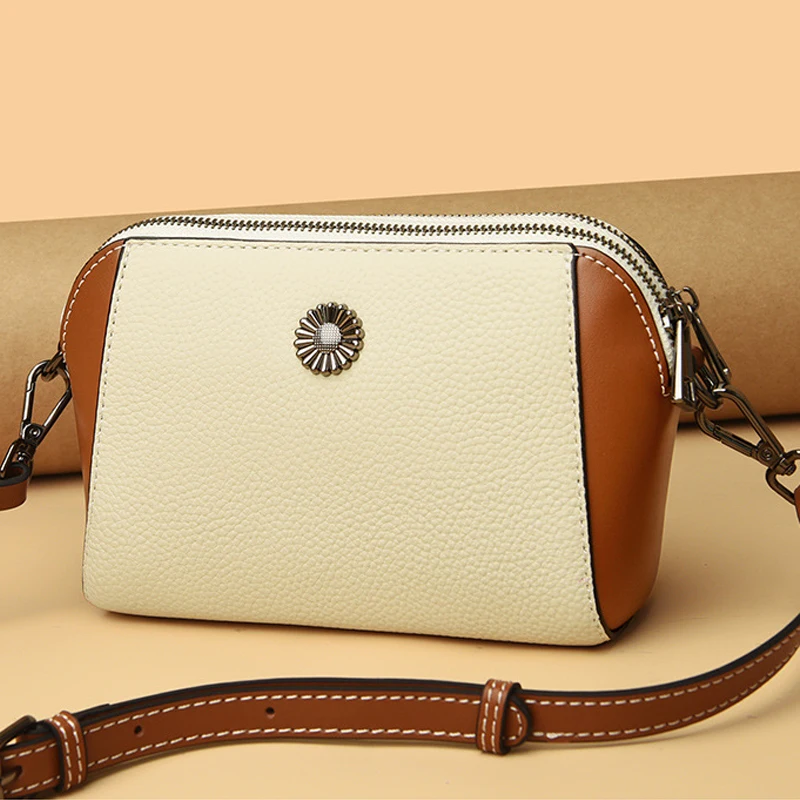 

Fashion Textured Women's Genuine Leather Shoulder Bag Designer Shopper Purse Shoulder Bags For Women Female Casual Crossbody Bag