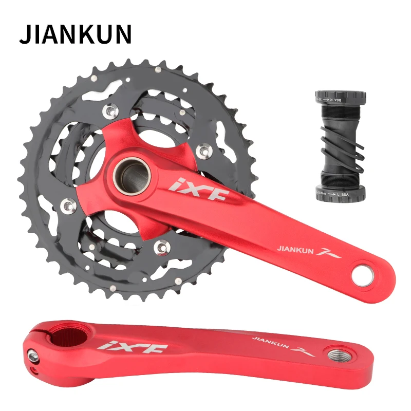 

JIANKUN Mountain Bike CrankSet 170mm 27/30 Speed 24-32-42T 3-gear Hollow integrated Chainwheel MTB Crank Bicycle Parts