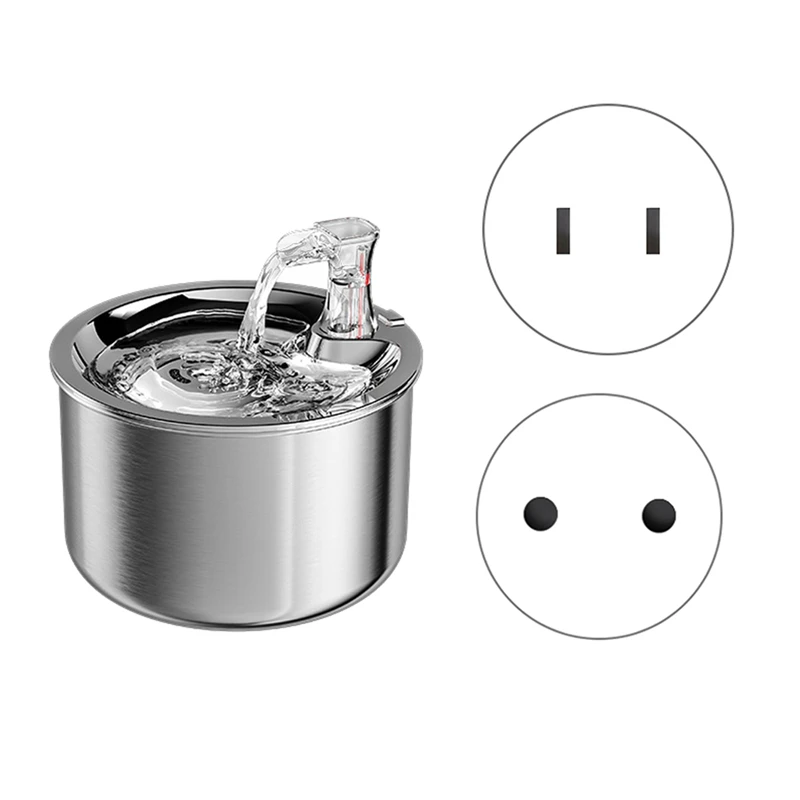 

Stainless Steel Automatic Cats Fountain 2L Running Water Drinking For Cat Dog Pet Drinker Dispenser