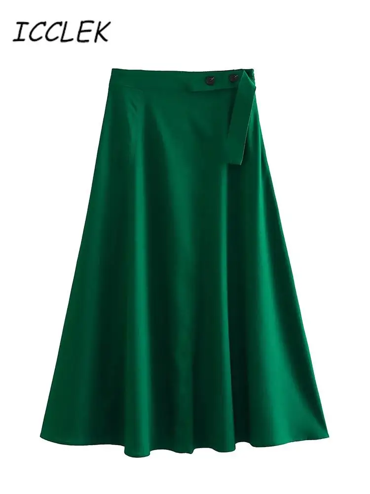 

Юбка-миди трапециевидная, с завышенной талией, на пуговицах