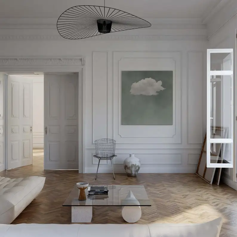 Трава зеленое небо облака Настенная картина квадратная фотография Простой