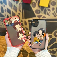 anime cute one piece for apple iphone 13 12 11 pro max mini xs max x xr 6 7 8 plus frosted translucent phone case capa fundas