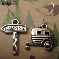 creativity trailer road sign asymmetric earrings retro camper dangle earrings holiday travel souvenir gift