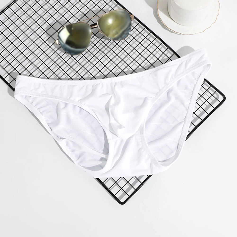 

Men Ice Silk Underwear Thong U Convex Bulge Briefs Low-Rise Sexy Underpants Breathable Lingerie Seamless Knickers