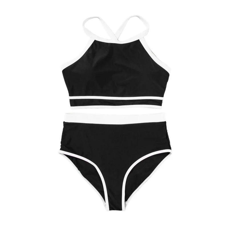 Простой однотонный купальник Diramon женский летний пляжный бикини из двух частей