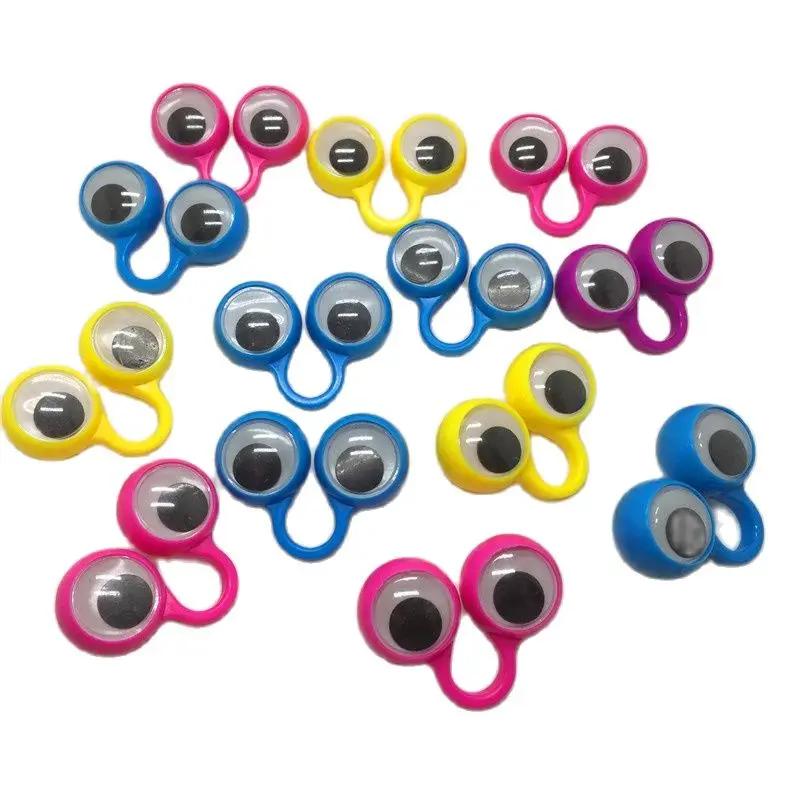 

10PCS/lot Plastic Rings with move Eyes Finger Puppets For Birthday Party Kids Gags & Practical Jokes Gift Toy