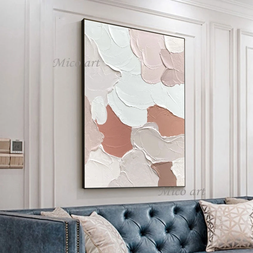 

Большая Современная Розовая белая Настенная картина с ножом-бабочкой абстрактная картина на плотной холсте художественная картина подаро...