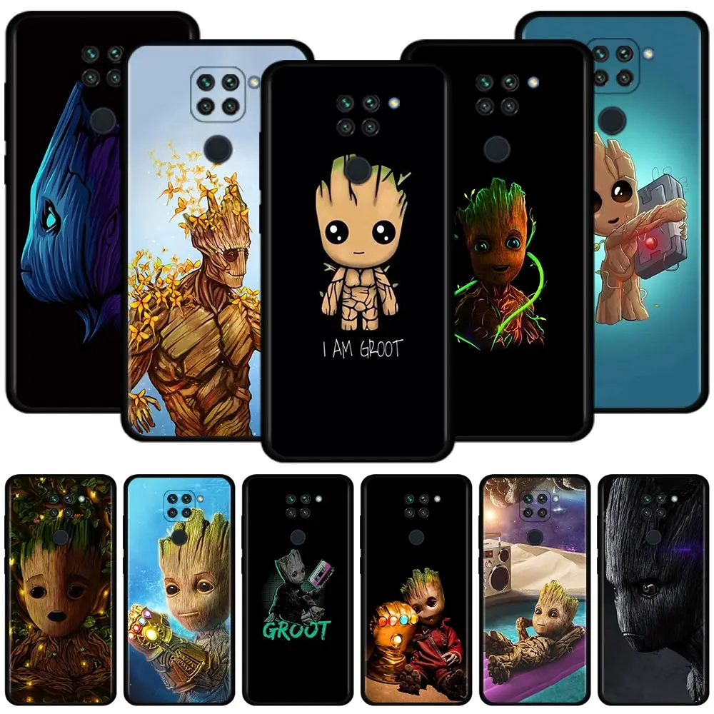 

Phone Case For Xiaomi Redmi Note 9S 9T 9 11T 11S Cover 11 10 8 Pro 8T for redmi K50 K40 9 9A 10 Groot Guardians Marvel Cartoon