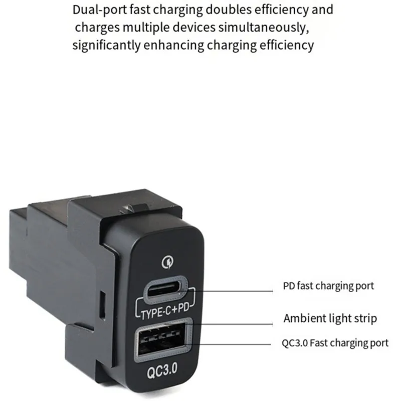 Фото Двойное USB-устройство для быстрой зарядки Type-C PD + QC3.0 для Outlander Lancer EX Pajero Sport ASX V73 V93 V97 №3