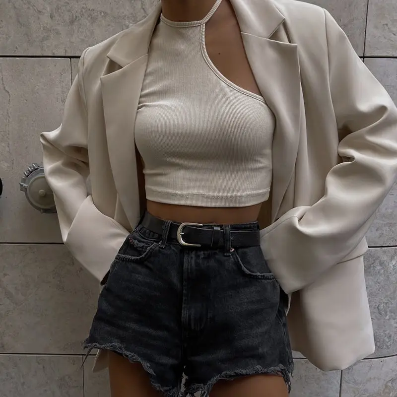 

Aesthetic Y2K Tank Tops Women Sexy Knitted Cotton Crop Tops Casual Sleeveless Off Shoulder Slim Summer Harajuku famale Vest Tops