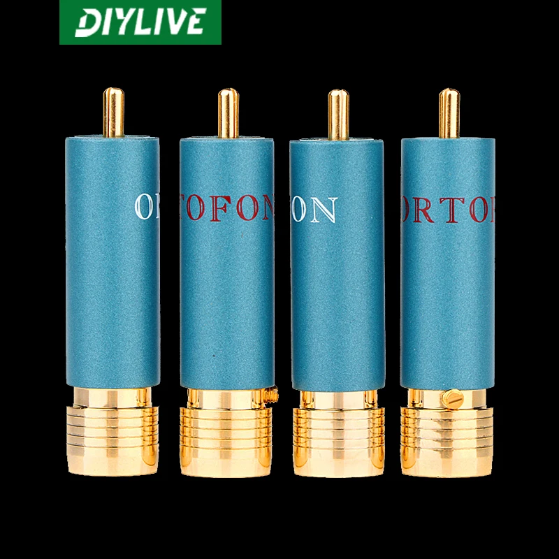 

DIYLIVE High wind ORTFON copper gold plated self-locking soldering free RCA plug audio signal cable lotus connector