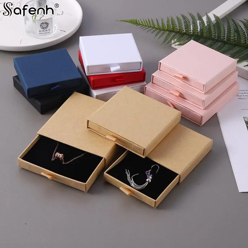 

1pcs Thin Kraft Paper Drawer Jewelry Packaging Box Greeting Card Necklace Bracelet Gift Package Case Boxes Dropshipping
