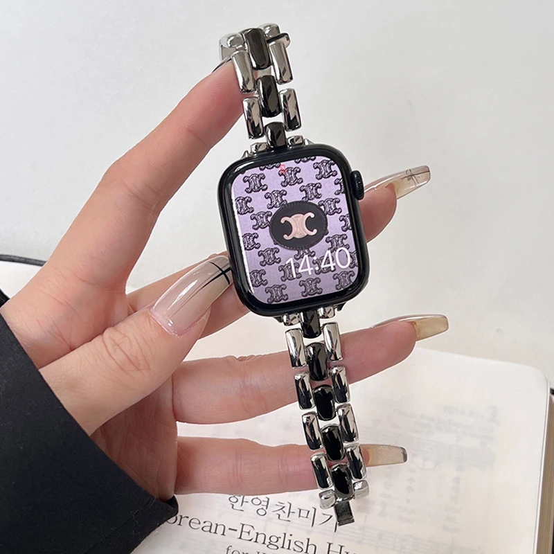 Metal Band For Correa Apple Watch Series 8 Ultra 49mm Bracelet Stainless Steel Strap 41MM 45MM For Iwatch 7 6 5 4 3 Women Strap