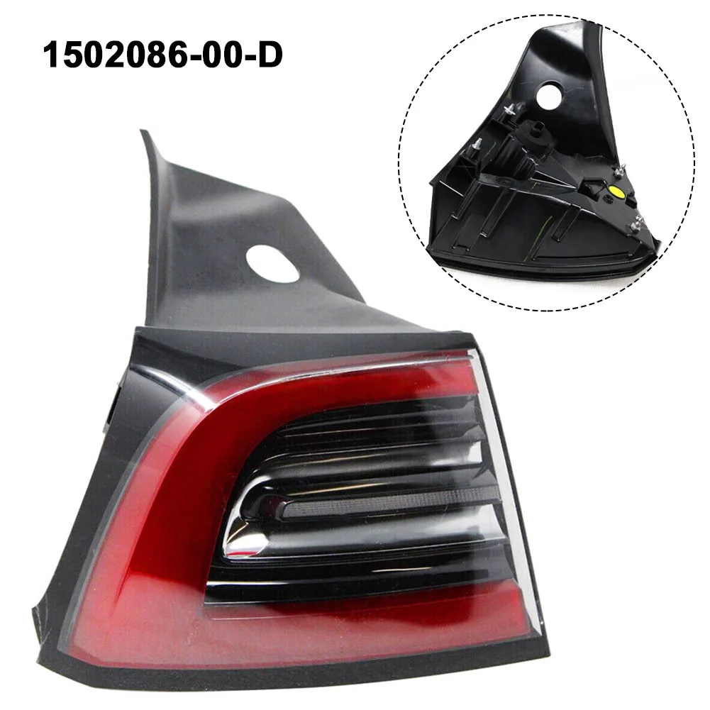 

1x Black&Red Plastic Left Side Outer Rear Tail Light Brake Lamp Fits For Tesla Model 3/Y 2021-2023 #1502086-00-D Signal Lamps