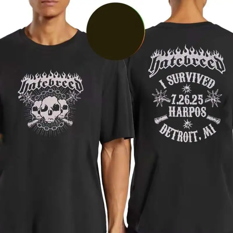 Фото Футболка Hatebreed Detroit MI Merch: Я выжил на концерте Harpo's 26 июля 2025 года. №1