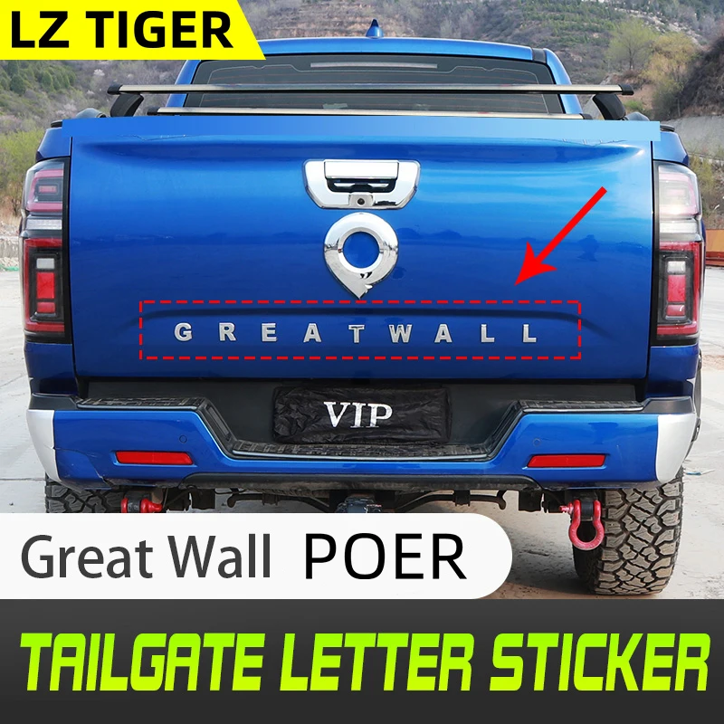 

Модифицированная наклейка на заднюю дверь для GREAT WALL POER, логотип пикапа, грузовика, 3D стерео Автомобильная наклейка, АБС гальванический проц...