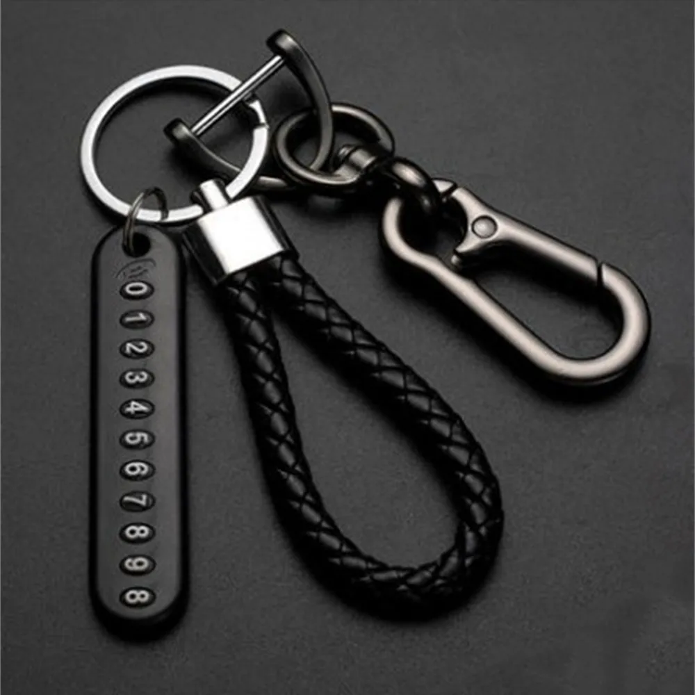 

Anti-Lost Car Key Pendant Split Rings Keychain Phone Number Card Keyring Auto Vehicle Lobster Clasp Key Chain Car Accessories