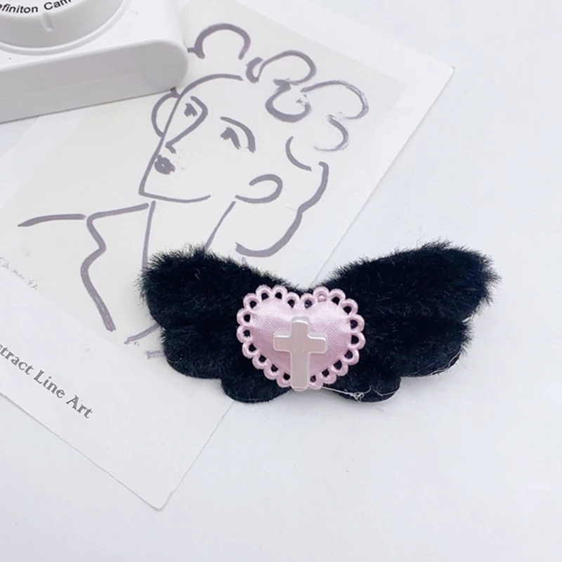 Заколка для волос в готическом стиле с крестом и сердцем крылья ангела