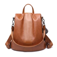 traveasy 2022 fashion pu leather and oxford solid color large capacity vintage backpacks for women casual travel school bags