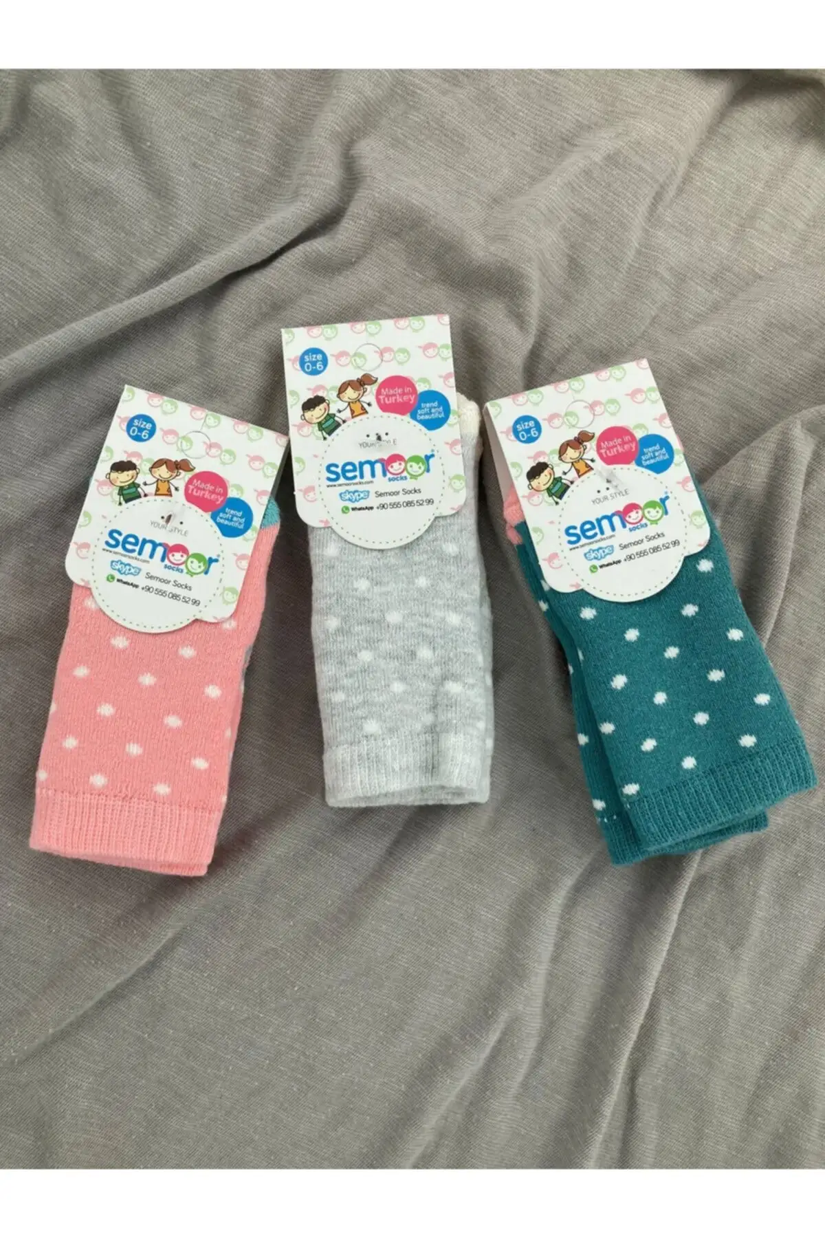 

Polka dot Flat Baby Towel Socks 7488-12-2 (3 pcs) 3'lü Thick Socket socks Gray Underwear Clothing