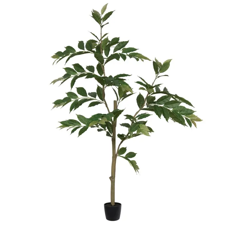 

Everyday 5' Artificial Green Potted Nandina Tree with 226 Leaves - Lifelike Home Or Office Decor - Premium Faux Potted Tree - Ma