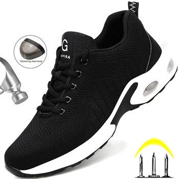 Steel Toe Work Safety Shoes Men Women Work Sneakers Breathable Lightweight Indestructible Shoes Men Safety Shoes Boots Size36-48 1