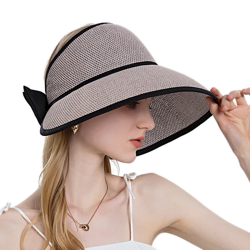 New Women Large Brim Straw Hat With Bow 