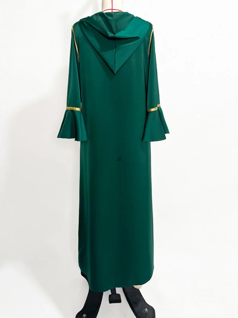 Moroccan Djellaba Party Kaftan Women Hooded Abaya Long Dress Handsewn Rhinestones Muslim Evening Dresses Gulf Jalabiya Abayas