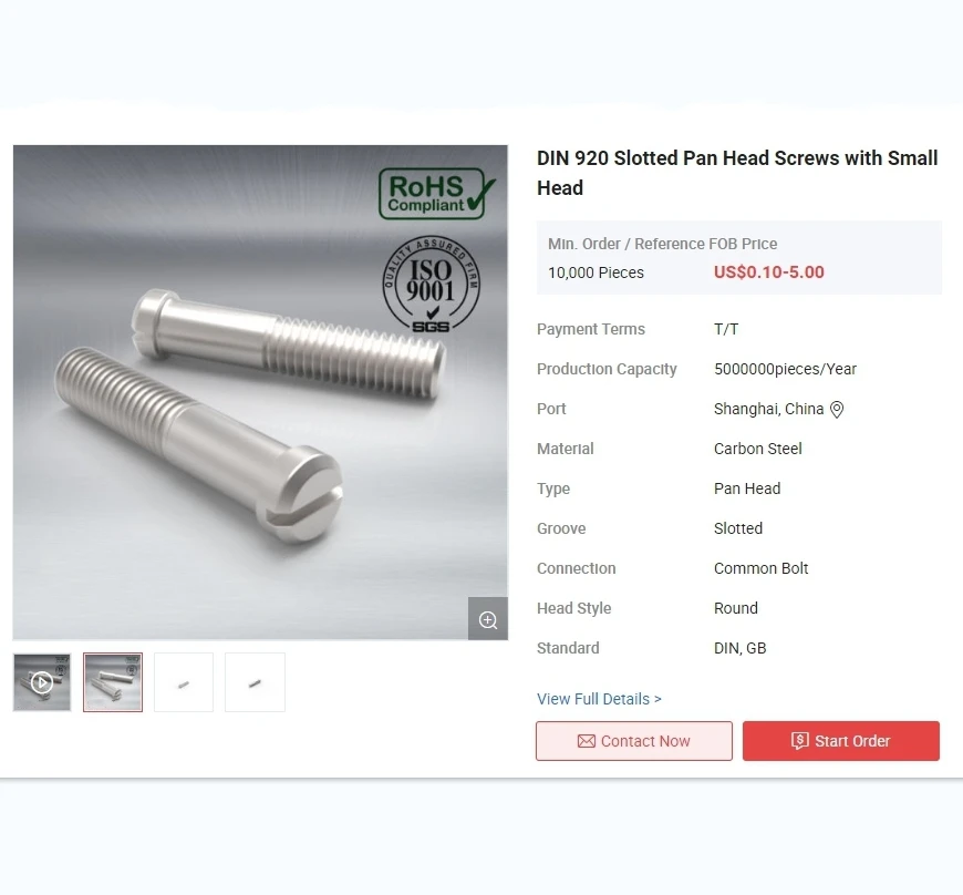 Винты С Плоской скругленной головкой DIN 920 с небольшой цена FOB 0 10-5 00 долларов