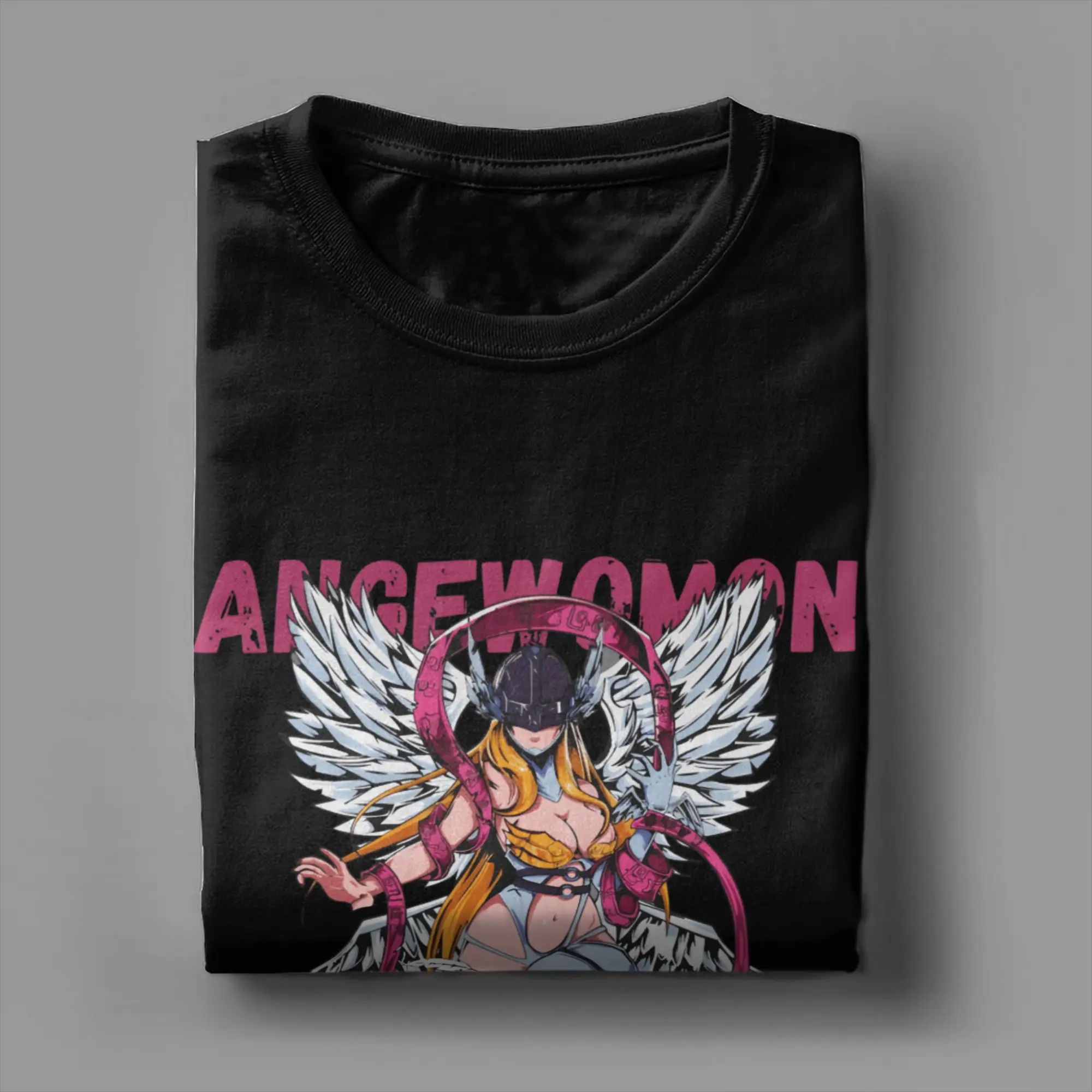 Фото Футболка с изображением Angewomon Holy Warrior Art, мужская футболка из 100% хлопка, юмористическая футболка с круглым вырезом, футболка с короткими рукавами, топы больших размеров №4