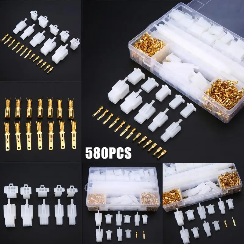 

580PCS 2.8mm 2/3/4/6/9 Pin Motorcycle Automotive Car Repair Tool Electrical Wire Terminal Male Female Cable Connector Plug Kits