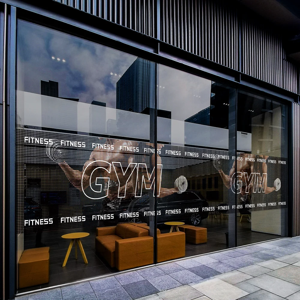 QiAds на заказ силовой смысл тренажерный зал линия талии рекламная стеклянная