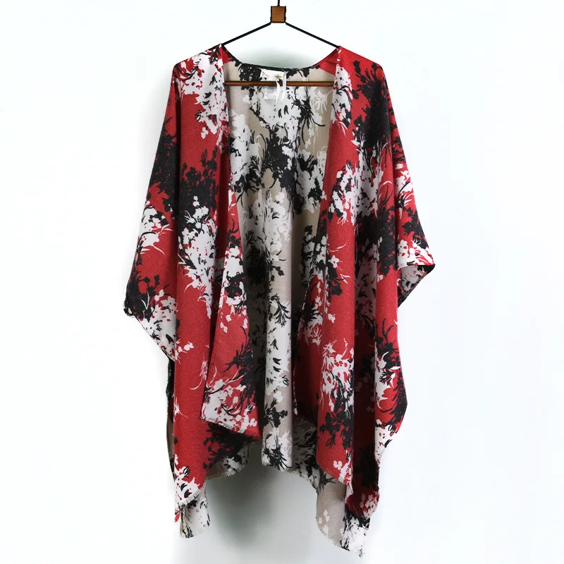 

Новинка 2022, шаль из искусственного кашемира с двусторонним разрезом, теплая накидка, плотная шаль с чернильным принтом для женщин, Готическ...