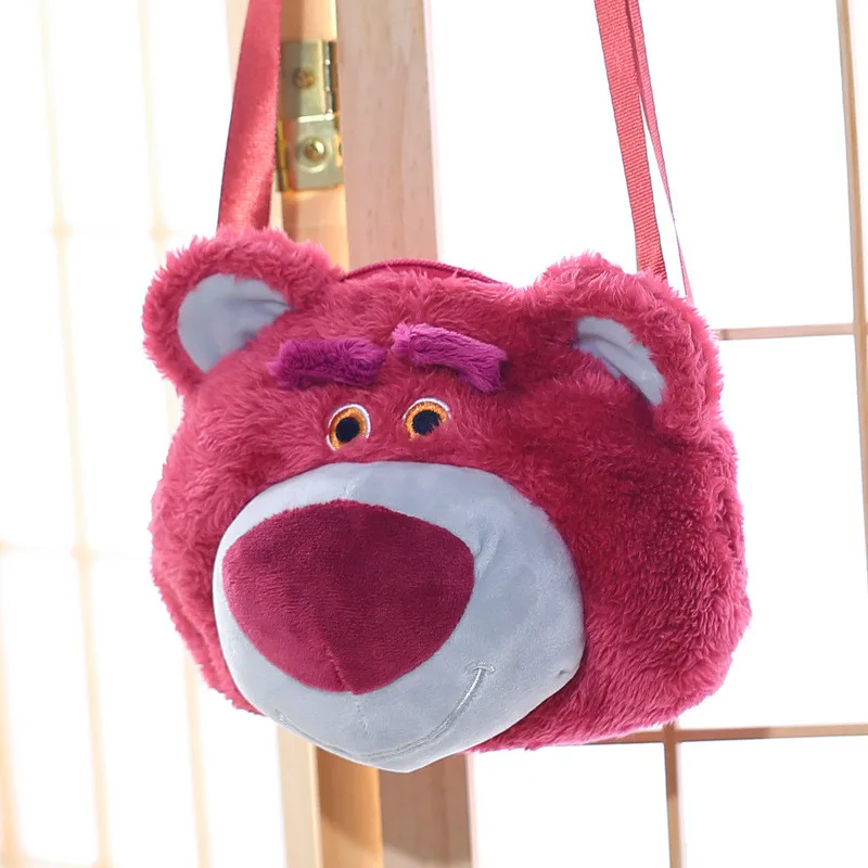 

Disney Toy Story Kawaii Lotso Backpacks Anime Figures Satchel Cartoon Strawberry Bear Plush Crossbody Bag Doll Toys for Children