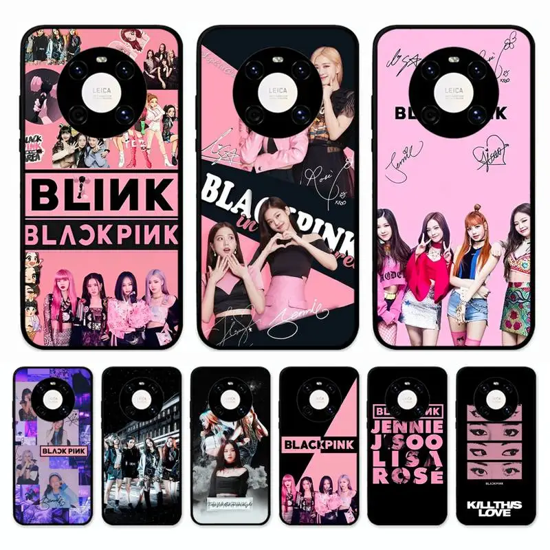 

B-BLACK-p-pink kpop Phone Case for Huawei Mate 20 10 9 40 30 lite pro X Nova 2 3i 7se