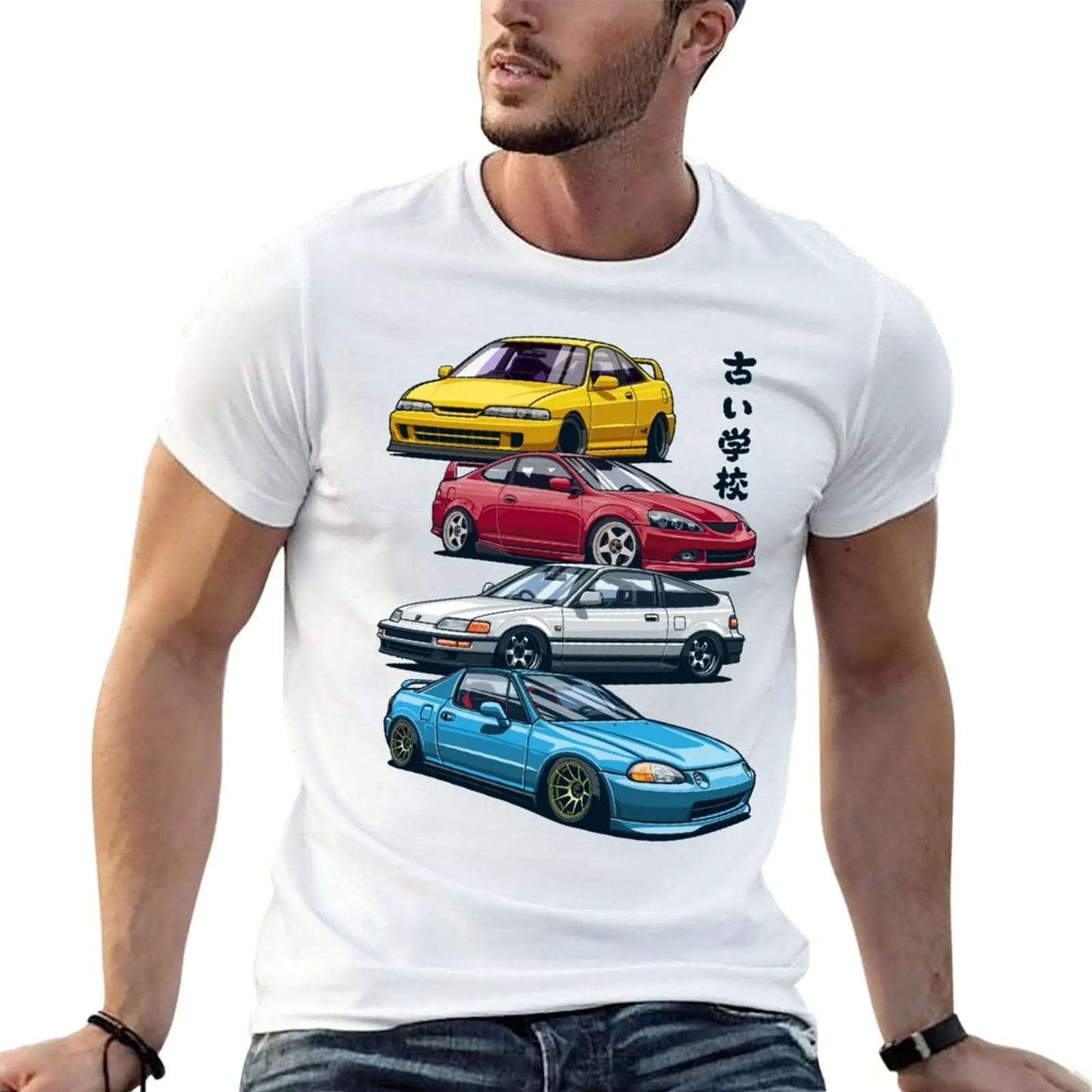 Фото JDM Микс. Футболка Civic, CRX, Integra, спортивная повседневная хлопковая футболка с короткими рукавами №1