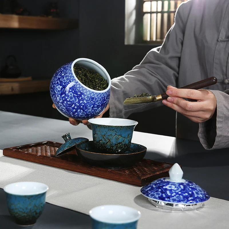 Сине-белая фарфоровая стандартная банка керамическая ваза для цветочной