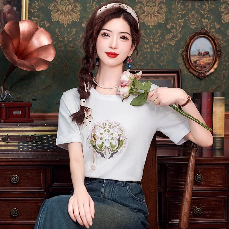 Летняя белая женская блузка с коротким рукавом рубашка модные женские блузки 2024