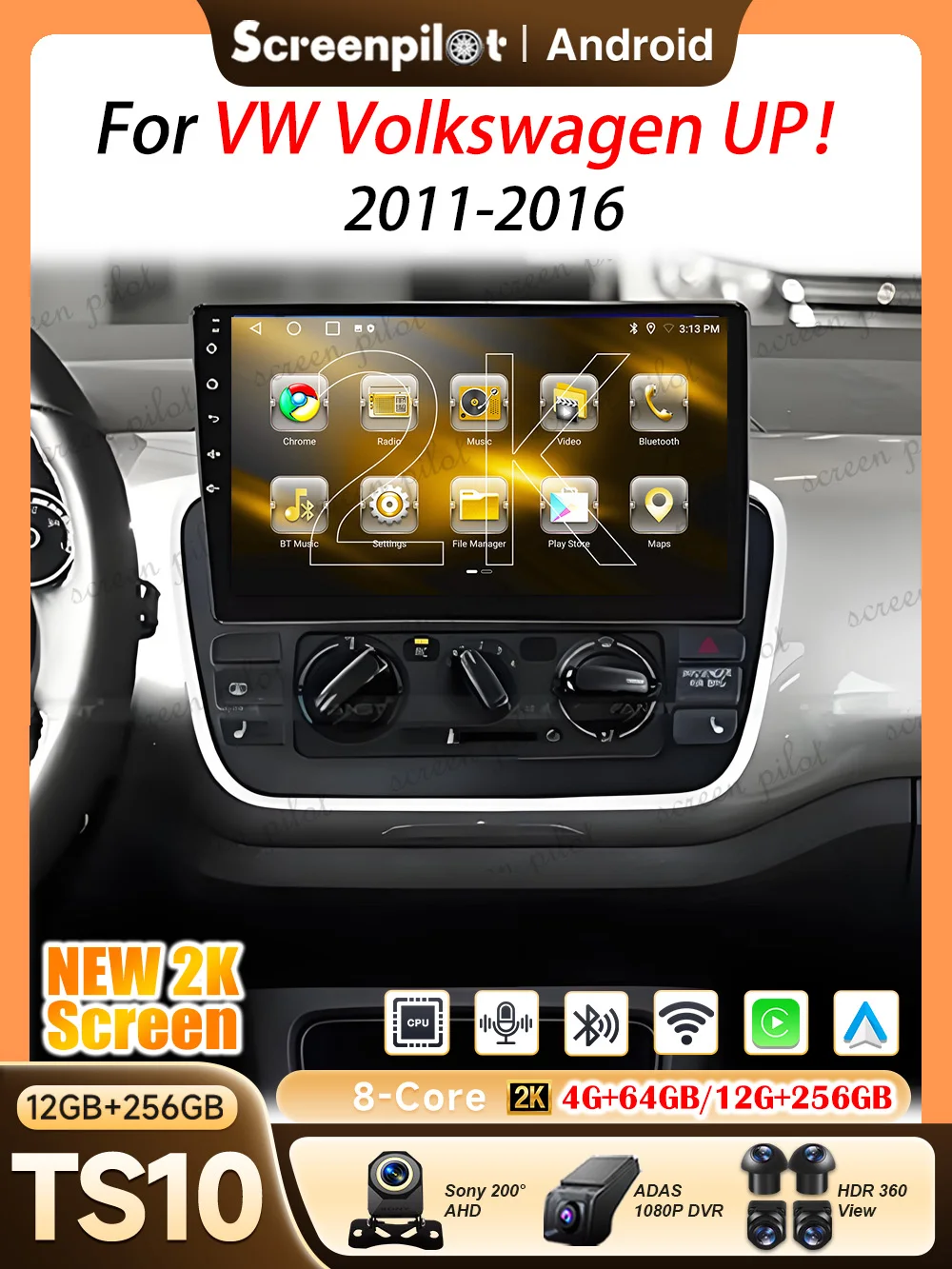 Для VW Volkswagen UP! 2011-2016 Мультимедийный видеоплеер Android 16, 2 DIN, с функцией Mirror Link, сенсорным экраном и GPS-навигацией (art.: 3920dbb35cbf7) - 3920dbb35cbf7