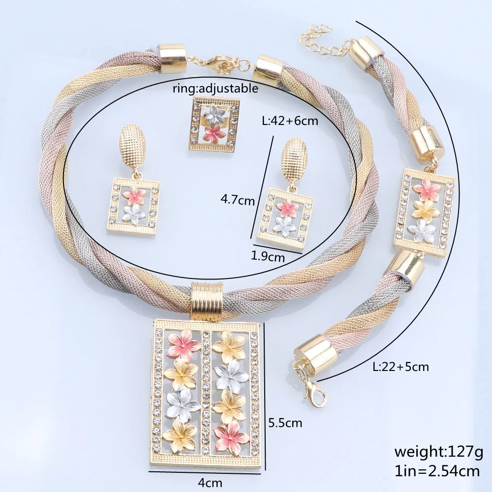 Женский Свадебный комплект из колье серёг браслета и кольца