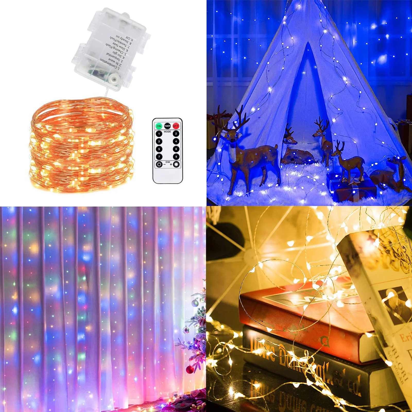 

Fairy Lights Battery Operated Led String Lights Remote Control Timer Twinkle String Lights 8 Modes 10m Firefly Lights