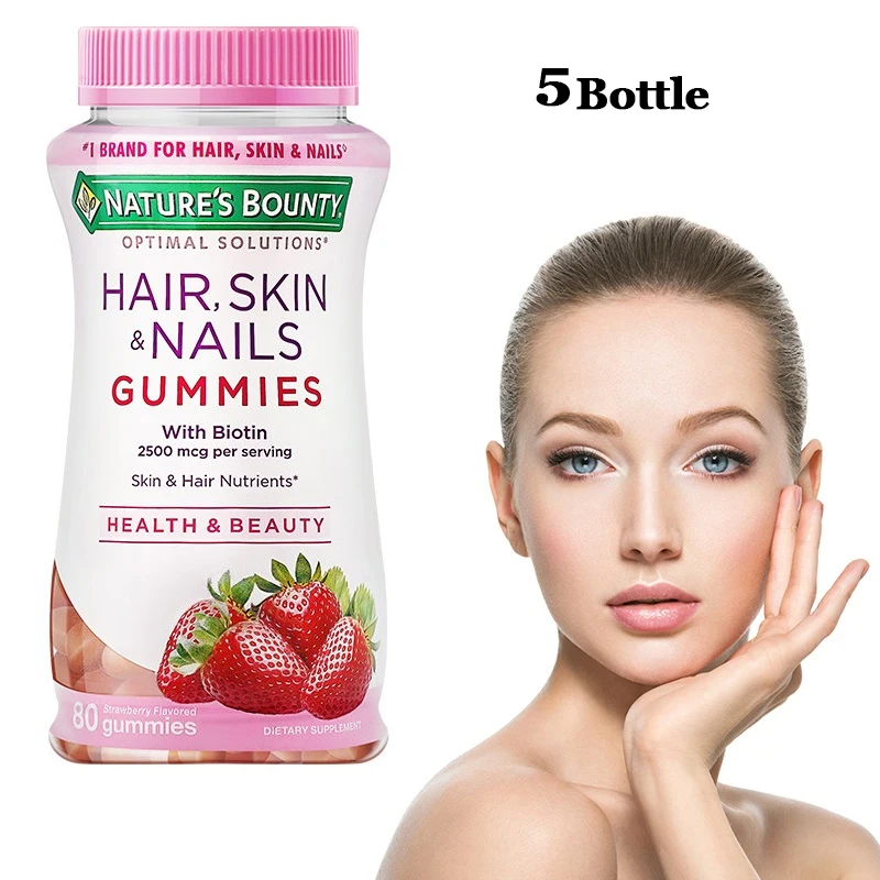 

Nature's Bounty Hair Skin Nail Solutions Collagen Gummy Biotin 80Tablets Women Inner Health Beauty Supplement Firming Young Skin