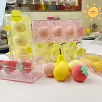 the new super soft all kinds of fruit beauty egg powder puff set can be used for drying and wetting