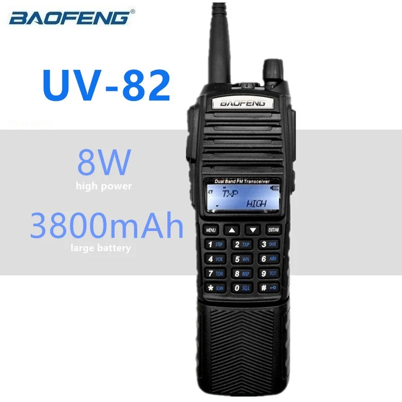 BAOFENG UV-82 8W Walkie Talkie Amateur Radio Scanner hf Transceiver Long Range CB Ham Radio Station VHF UHF 3800mAh UV82 PLUS