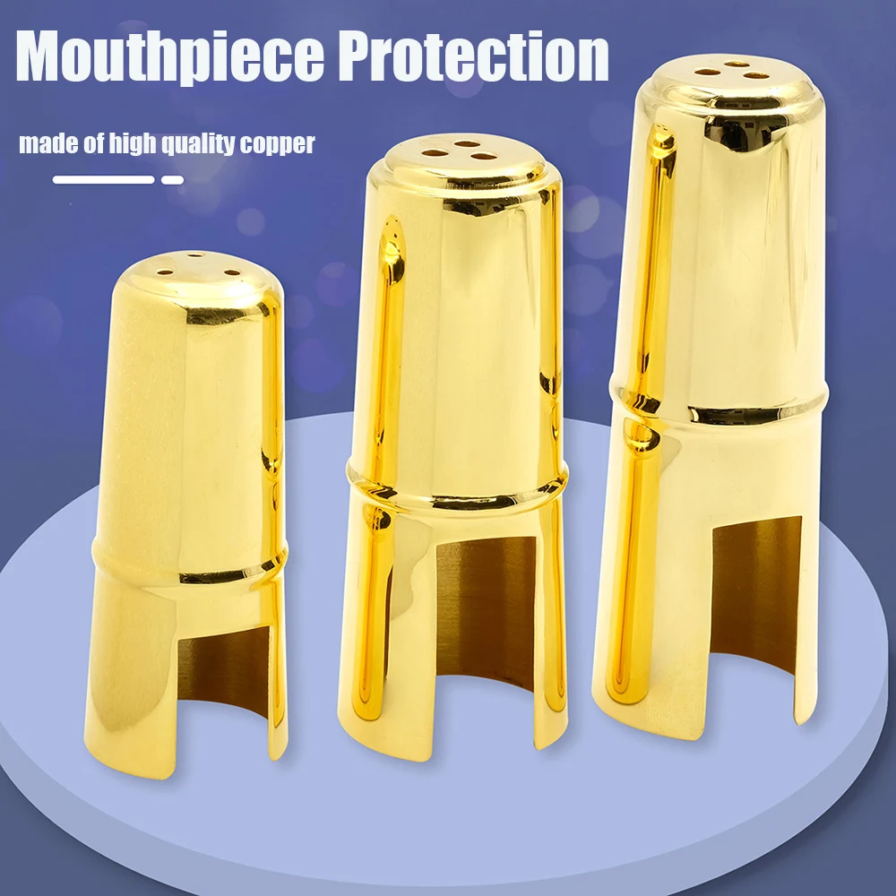 Sax Mouthpiece Protect Set Metal Mouthpiece Protection Hat Golden Soprano Alto Tenor Professional Wind Instrument Accessories